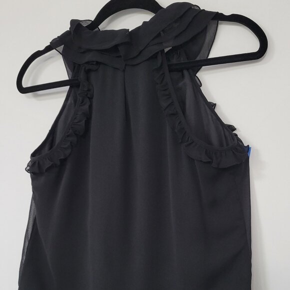 The Limited Black Ruffle Neck Sleeveless Blouse Size Small - Picture 6 of 9